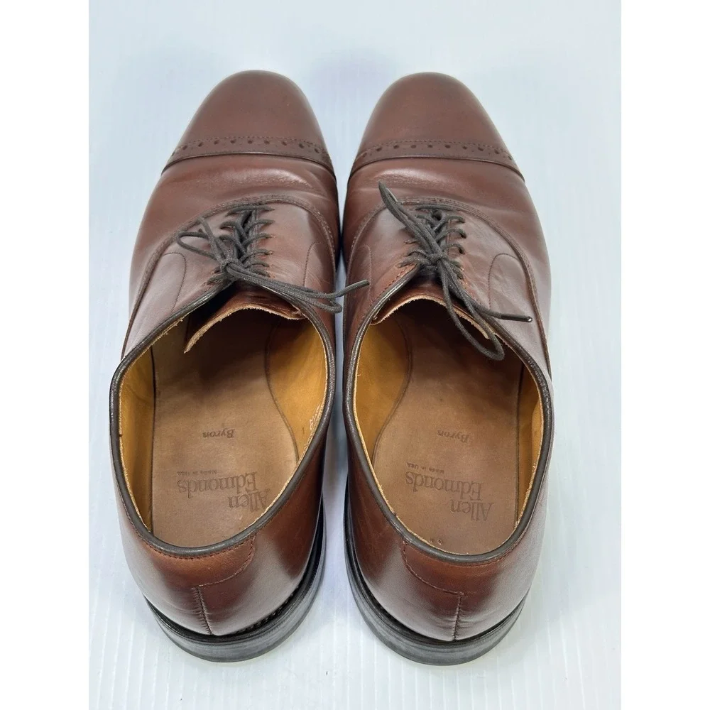 Allen Edmonds Byron Mens Cap Toe Brogue Dress Shoes Brown Chili 2034 8.5 D‎